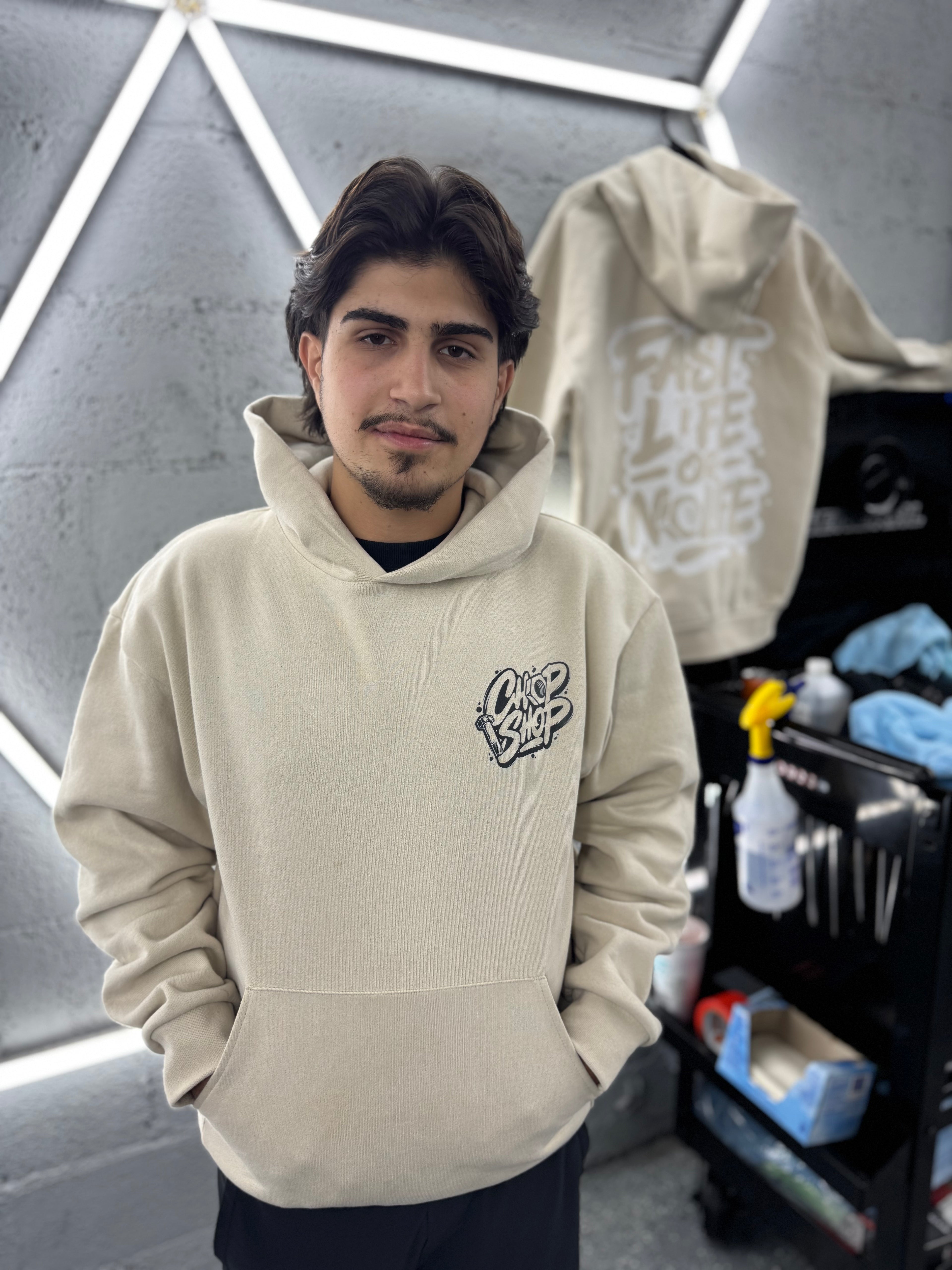 CHOP SHOP BEIGE ROOKIE STRIKER HOODIE